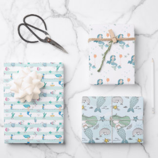 Mermaid Selection Drei-Wrapping-Papier Geschenkpapier Set