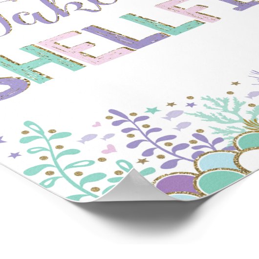 Mermaid Selfie Sign Under Sea Foto Stand Prop Poster (Ecke)