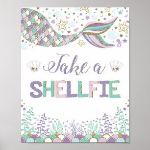 Mermaid Selfie Sign Under Sea Foto Stand Prop Poster