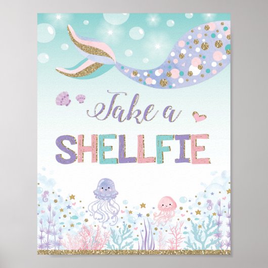 Mermaid Selfie Station Nehmen Sie den Shellfie Sea Poster (Vorne)