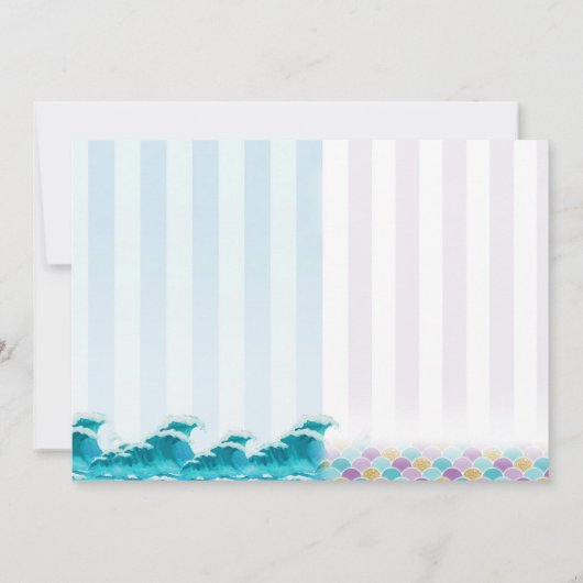 Mermaid Shark Birthday Party Einladung Geschwister (Rückseite)