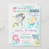 Mermaid Shark Invitation Boy Girl Einladung (Vorderseite)