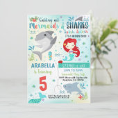 Mermaid Shark Party Einladung (Stehend Vorderseite)