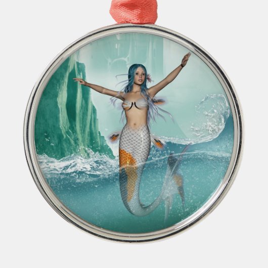 Mermaid Silbernes Ornament (Vorne)