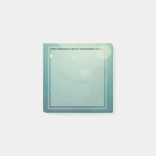 Mermaid Silhouette Aqua Blue Green Post - Anmerkun Post-it Klebezettel (Vorderseite)