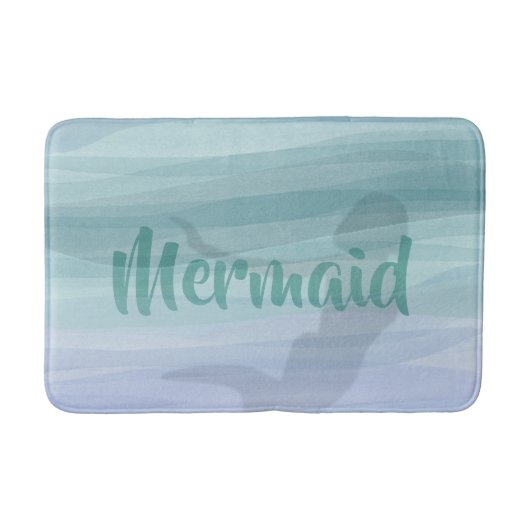 Mermaid Silhouette Aqua Blue Ocean Custom Badematte (Vorderseite)
