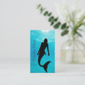 Mermaid Silhouette Blue Ocean QR Beruflich Visitenkarte (Stehend Vorderseite)