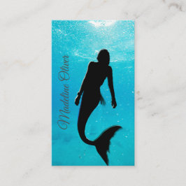 Mermaid Silhouette Blue Ocean QR Beruflich Visitenkarte