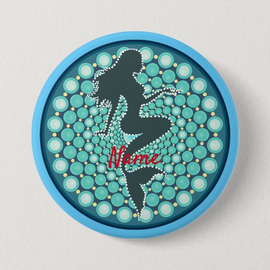 Mermaid-Silhouette in Blasen Thunder_Cove-Taste Button (Vorderseite)