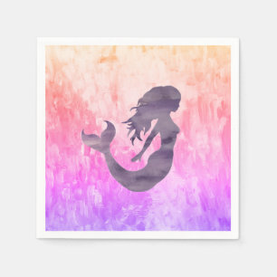 Mermaid Silhouette Ombre Painting Serviette