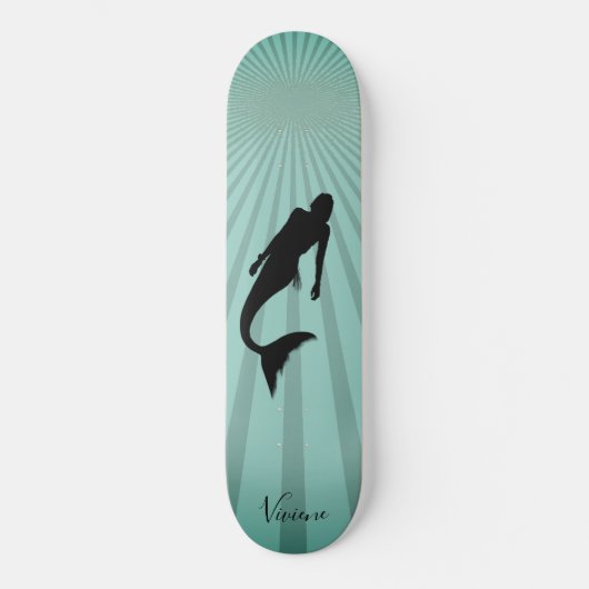 Mermaid Silhouette Sun Ray Skateboard (Vorderseite)