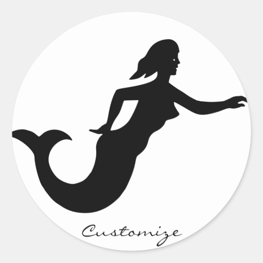Mermaid Silhouette Thunder_Cove Runder Aufkleber (Vorderseite)