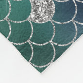 Mermaid Silver Aquamarin Ocean Glitz Fleecedecke (Ecke)