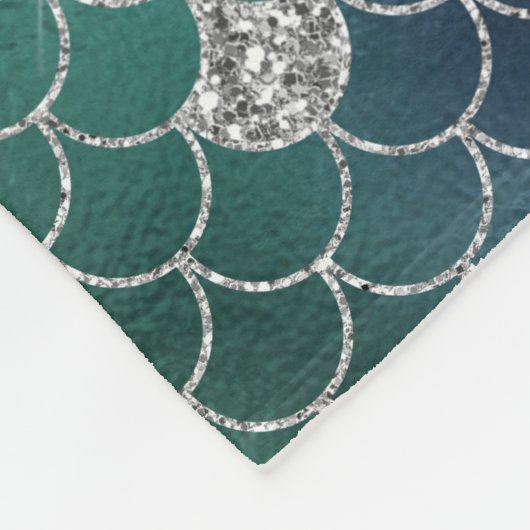 Mermaid Silver Aquamarin Ocean Glitz Fleecedecke (Ecke)