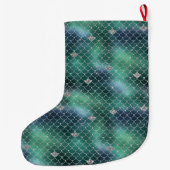 Mermaid Silver Aquamarin Ocean Glitz Großer Weihnachtsstrumpf (Rückseite)