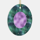 Mermaid Silver Aquamarin Ocean Glitz Keramik Ornament (Rechts)