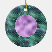 Mermaid Silver Aquamarin Ocean Glitz Keramik Ornament (Vorne)