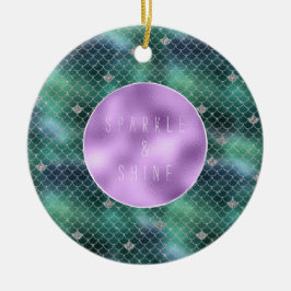 Mermaid Silver Aquamarin Ocean Glitz Keramik Ornament