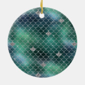 Mermaid Silver Aquamarin Ocean Glitz Keramik Ornament (Hinten)