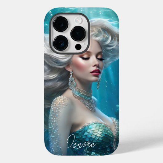 Mermaid Silver Hair Türkis Ozean Case-Mate iPhone Hülle (Rückseite)