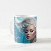Mermaid Silver Hair Türkis Ozean Kaffeetasse (Vorderseite Links)