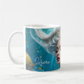 Mermaid Silver Hair Türkis Ozean Kaffeetasse (Links)