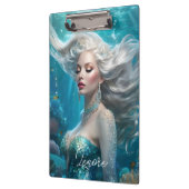 Mermaid Silver Hair Türkis Ozean Klemmbrett (Links)