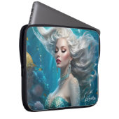 Mermaid Silver Hair Türkis Ozean Laptopschutzhülle (Vorne Rechts)