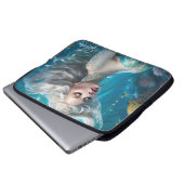 Mermaid Silver Hair Türkis Ozean Laptopschutzhülle (Vorne Knopf)