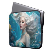 Mermaid Silver Hair Türkis Ozean Laptopschutzhülle (Vorderseite Links)