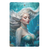 Mermaid Silver Hair Türkis Ozean Mini Klemmbrett (Rückseite)