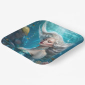 Mermaid Silver Hair Türkis Ozean Pappteller (Gewinkelt)