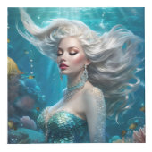 Mermaid Silver Hair Türkis Ozean Würfel (Vorderseite)