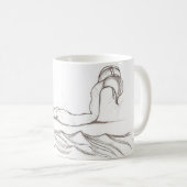 Mermaid Simple Elegante Zeichnend Fantasy Art Kaffeetasse (VorderseiteRechts)