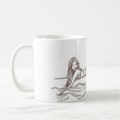 Mermaid Simple Elegante Zeichnend Fantasy Art Kaffeetasse (Links)