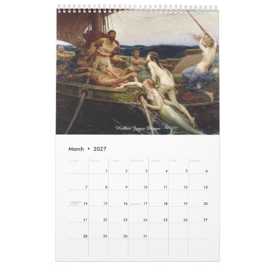 Mermaid Siren Classic Bilder Kalender (Mär 2027)