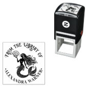 Mermaid Siren Silhouette Library Book Name Initial Permastempel (Beispiel)