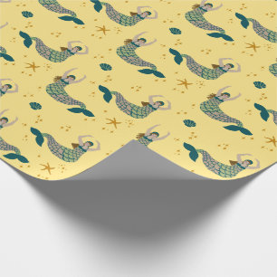 Mermaid Siren Thema Illustration Print Yellow Geschenkpapier