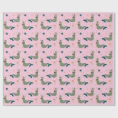 Mermaid Siren Theme Illustration Print Pink Geschenkpapier (Flach)