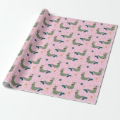 Mermaid Siren Theme Illustration Print Pink Geschenkpapier (Ungerollt)