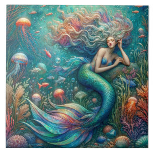 Mermaid Siren's Coral Kingdom - Ocean Fantasy Tile Fliese