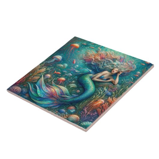 Mermaid Siren's Coral Kingdom - Ocean Fantasy Tile Fliese (Seite)