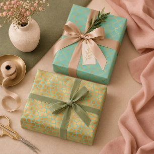 Mermaid-Skala, Giraffenprint und Federn Geschenkpapier Set