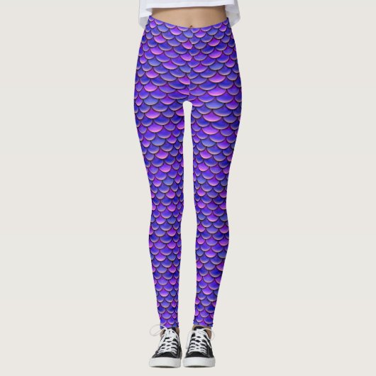Mermaid-Skala Lila und rosa Muster Leggings (Vorderseite)