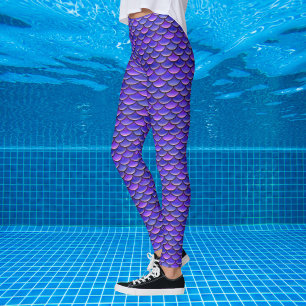Mermaid-Skala Lila und rosa Muster Leggings