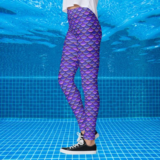 Mermaid-Skala Lila und rosa Muster Leggings