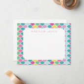 Mermaid-Skala Mehrfarbige Personalisierte Kinder Mitteilungskarte (Vorderseite/Rückseite Beispiel)