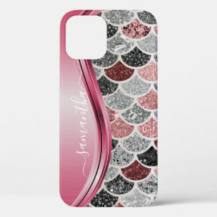 Mermaid-Skala Silver Handgeschriebener Name Rosa Case-Mate iPhone Hülle
