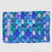 Mermaid-Skalenmuster blaue lila Bezeichnung Golfhandtuch (Horizontal)