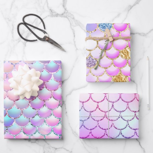 Mermaid-Skalenmuster Geschenkpapier Set (Vorderseite)